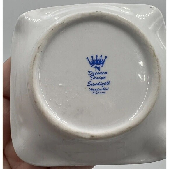 DRESDEN BIRD ASHTRAY Hand Painted With 14K Gold MINI Porcelain ASHTRAY Germany - Picture 3 of 6